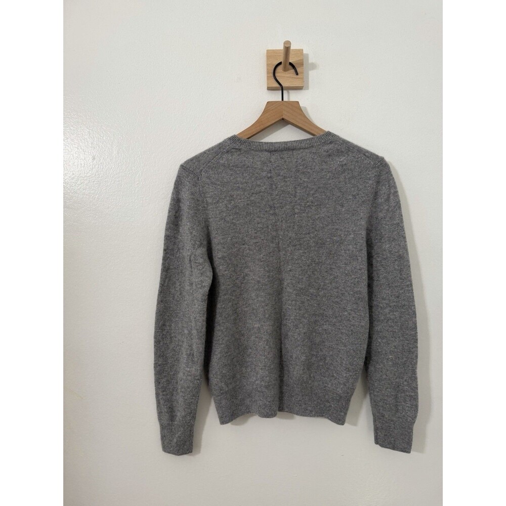 Quince Women’s 100% Cashmere Crew Neck Pullover Sweater Gray Ribbed Trim M - Picture 4 of 4